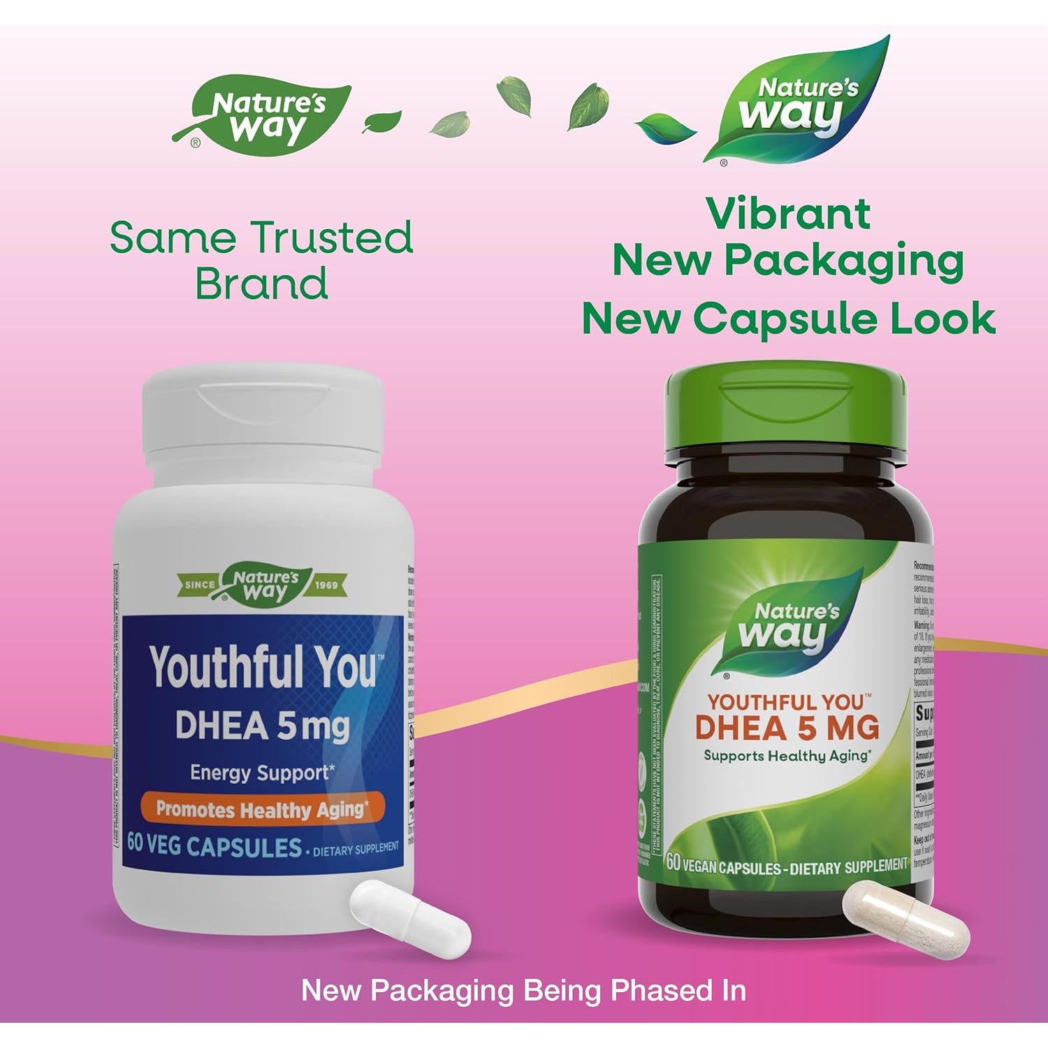Nature'S Way Youthful You DHEA 5Mg Energy Support Capsules, 60 Count