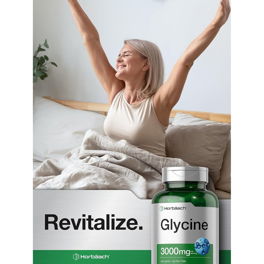 Horbäach Glycine 3000Mg Supplement | 100 Powder Capsules | Free Form Amino Acid | Non-Gmo, Gluten Free Supplement