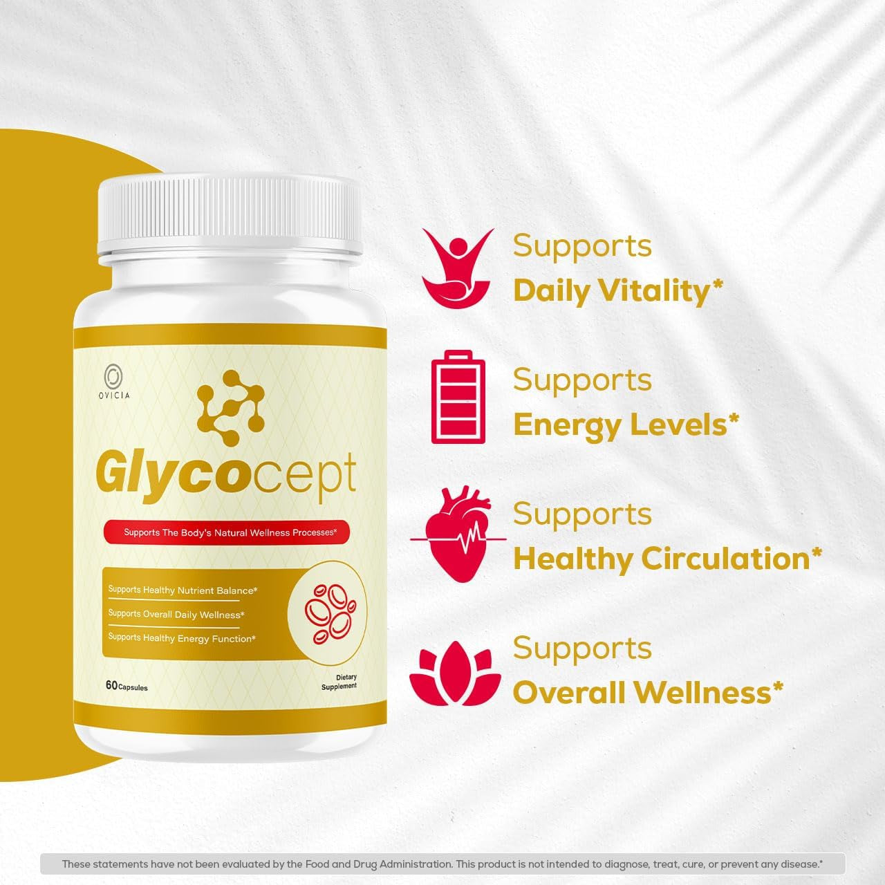 Glycocept - Glycocept Advanced Formula Support Capsules All Natural Premium Ingredients Maximum Strength, Daily Pills Support Vitamins for Health and Wellness, 60 Capsules for 1 Month