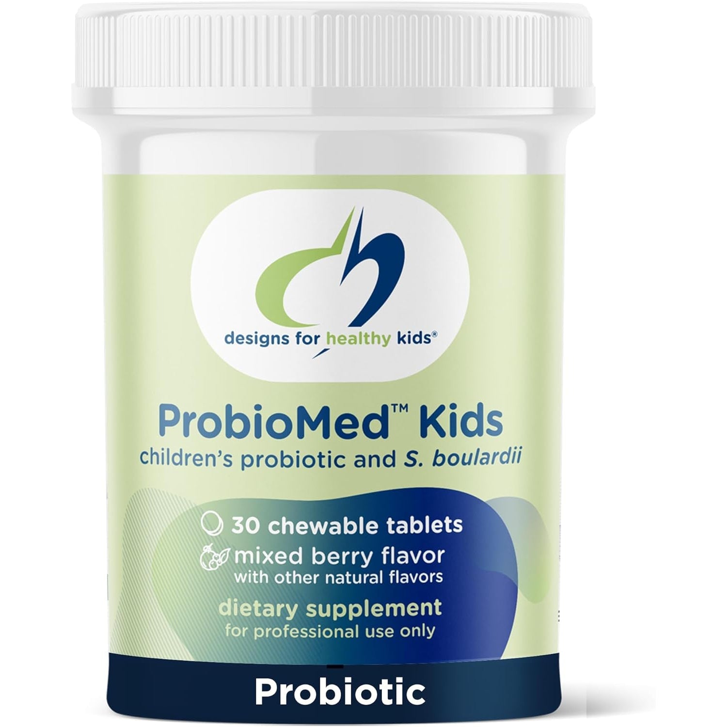 Designs for Health Probiomed Kids Chewable Probiotic - 10B CFU Gut & Immune Support for Children - Lactobacillus, Bifidobacterium + Saccharomyces Boulardii - Delicious Berry Flavor (30 Tablets)