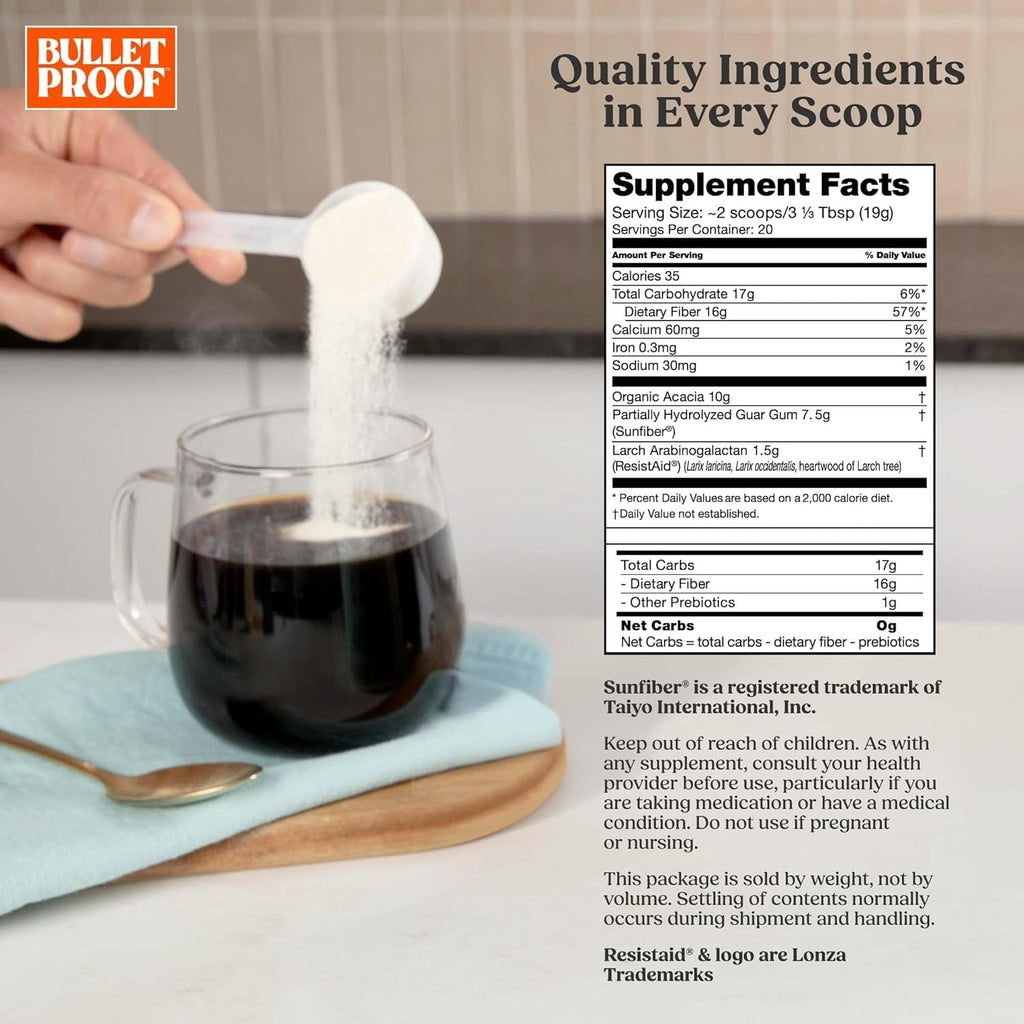 Bulletproof Innerfuel Prebiotic Fiber Powder, Unflavored, 16G Fiber, Plant-Sourced, Non-Gmo & Third-Party Tested, Supports Gut & Digestive Health, 0G Sugar, 13.4 Oz