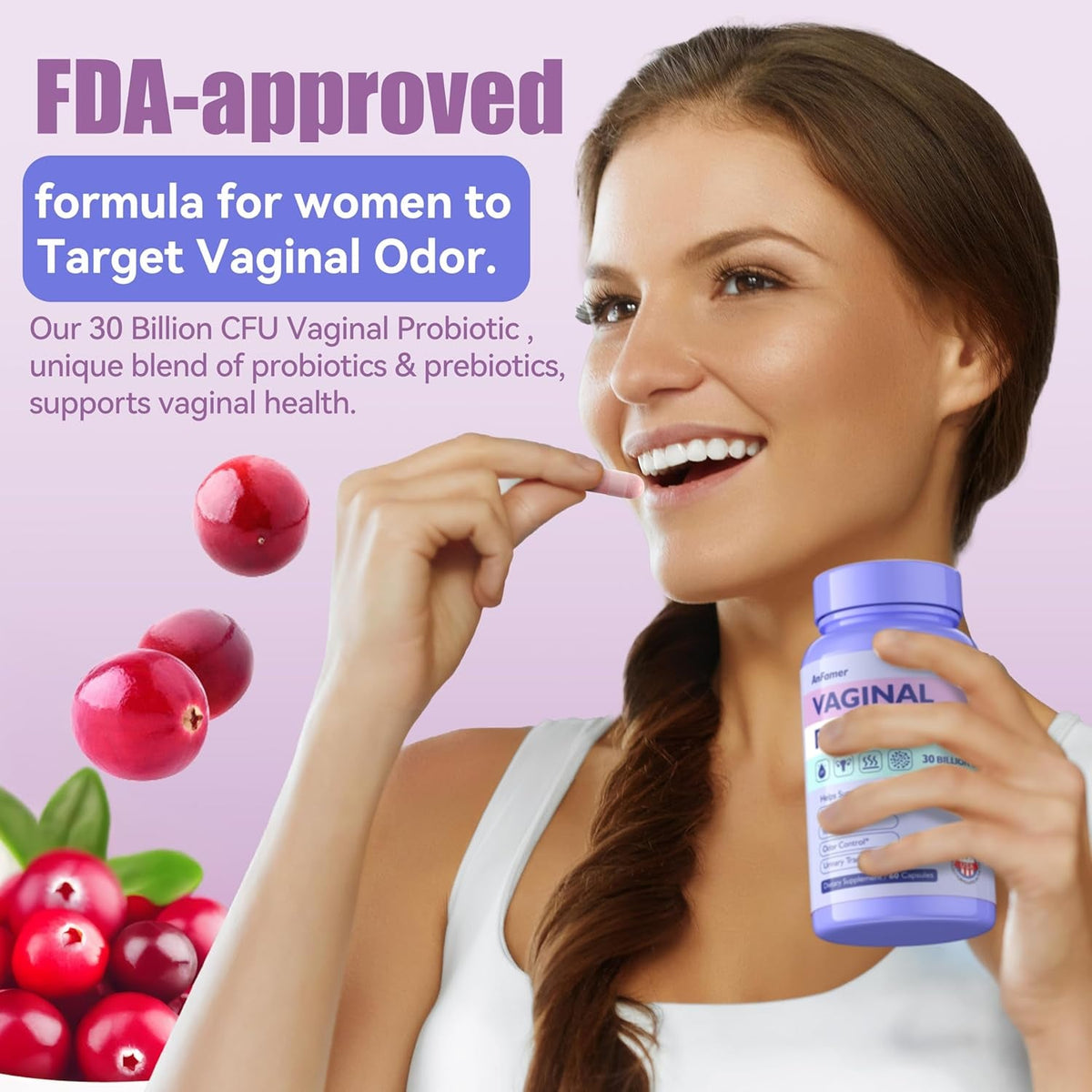 Vaginal Probiotics for Women Female,Promotes Ph Balance,Healthy Vaginal Odor & Flora,Urinary Tract Health with Prebiotics & Lactobacillus Probiotic Blend 30 Billion CFU,60 Capsules