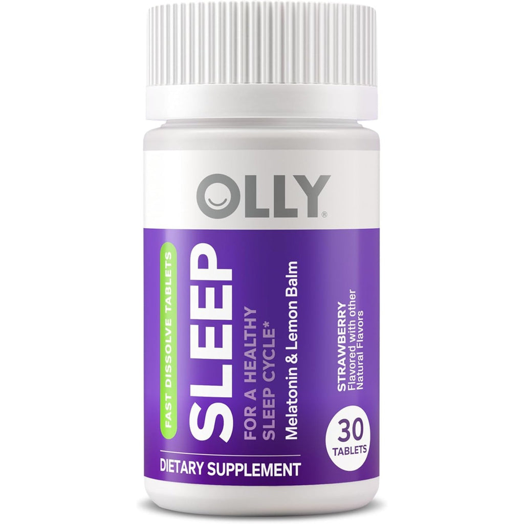 OLLY Sleep Fast Dissolves, 3Mg Melatonin, Lemon Balm, Strawberry Flavor, 30 Day Supply - 30 Count