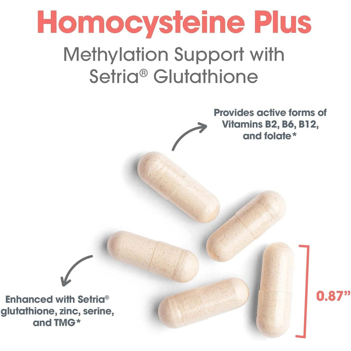Allergy Research Group Homocysteine plus Supplement - with Setria Glutathione, Vitamin B Complex, Trimethylglycine, Vegetarian Capsules - 90 Count