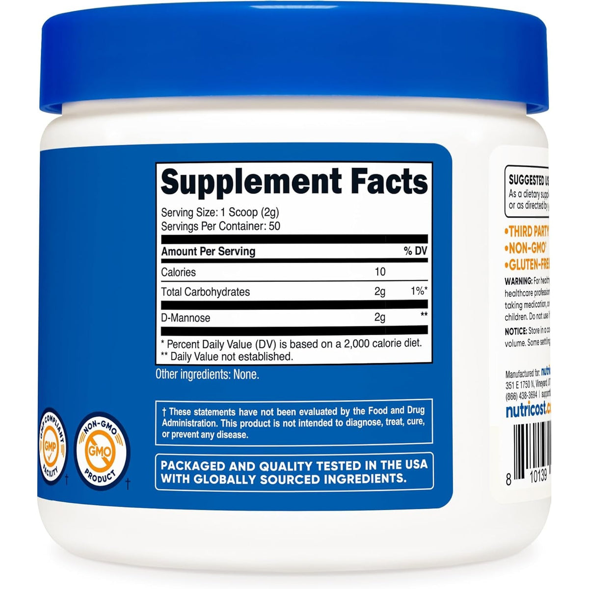 Nutricost D-Mannose Powder 100 Grams (50 Servings) - Non-Gmo and Gluten Free