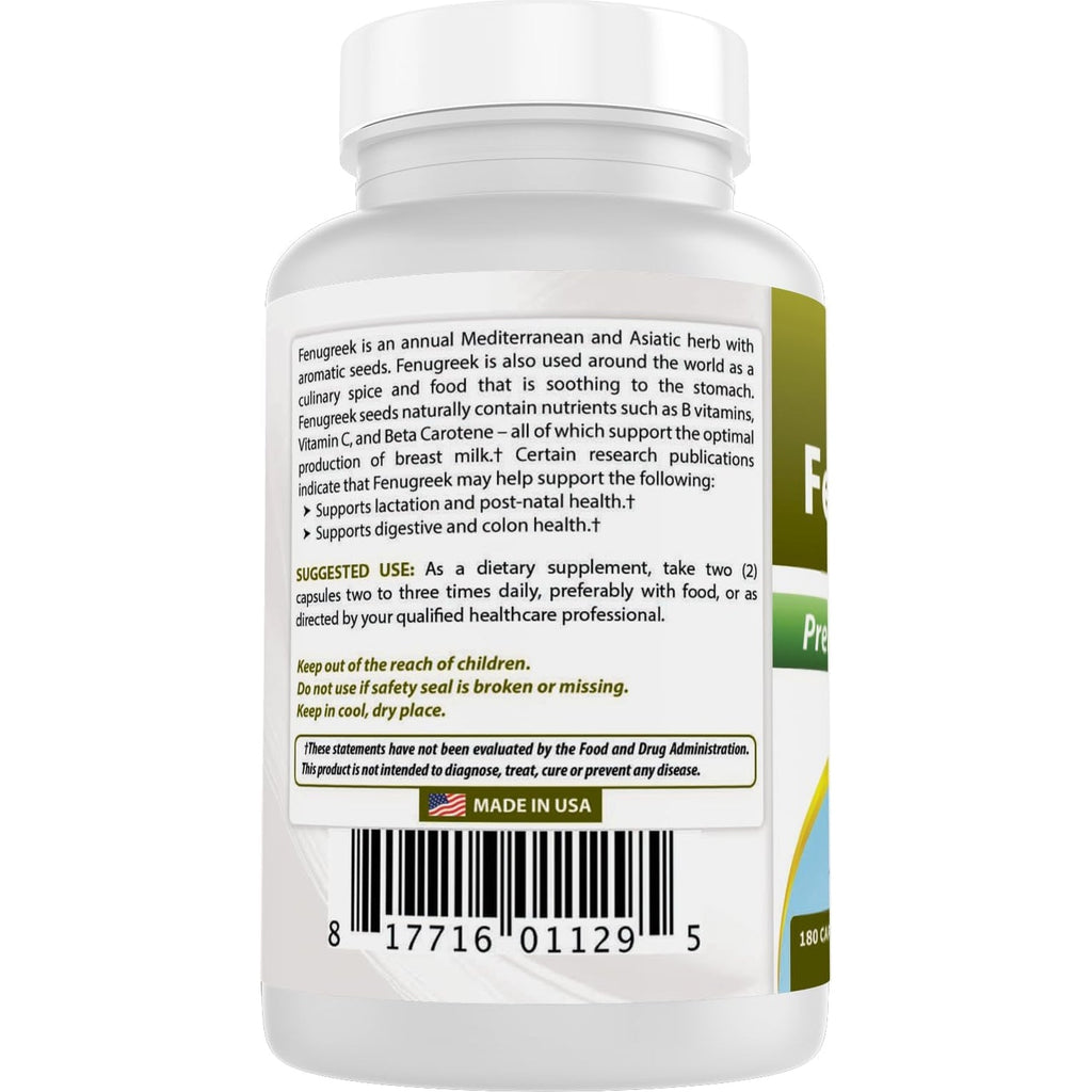 Best Naturals Fenugreek Seed 610 Mg 180 Capsules