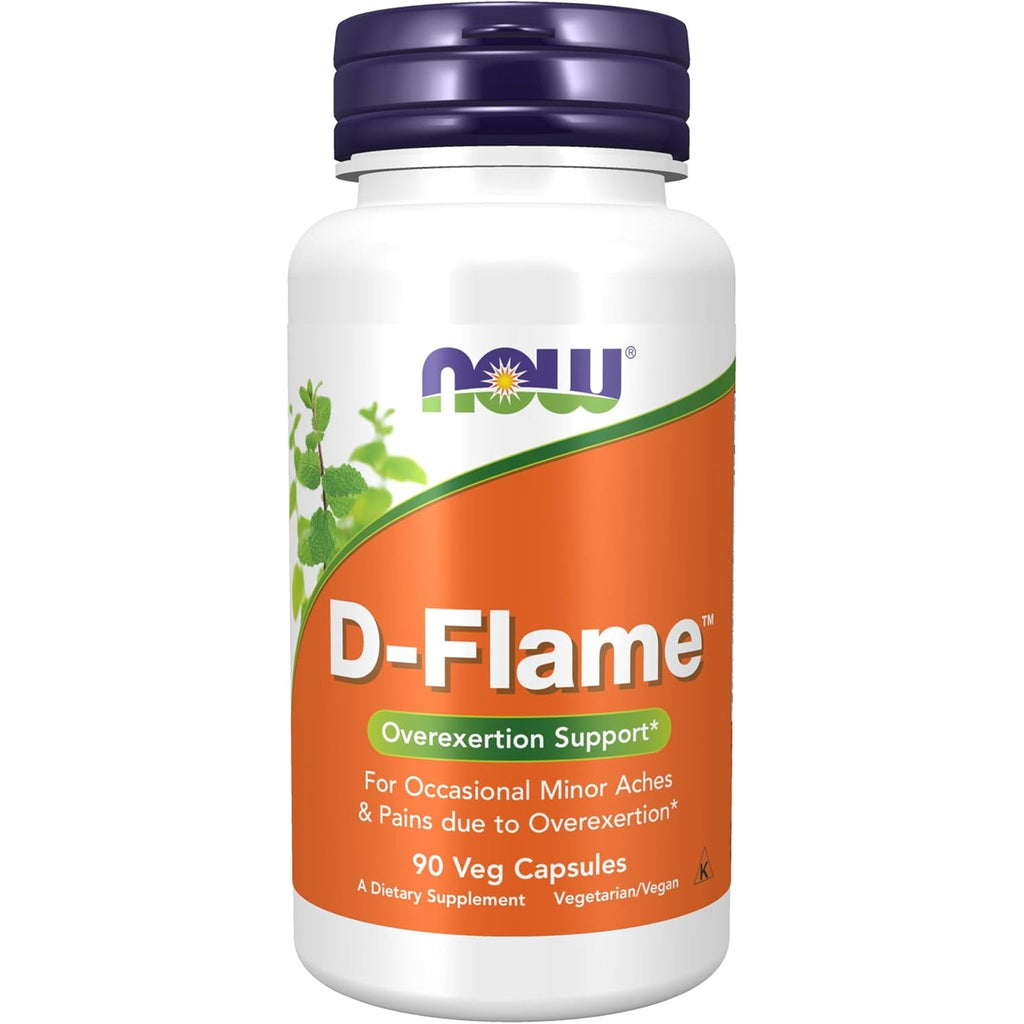 NOW Foods Supplements, D-Flame™ with a Blend of Complementary Herbs, Overexertion Support*, 90 Veg Capsules