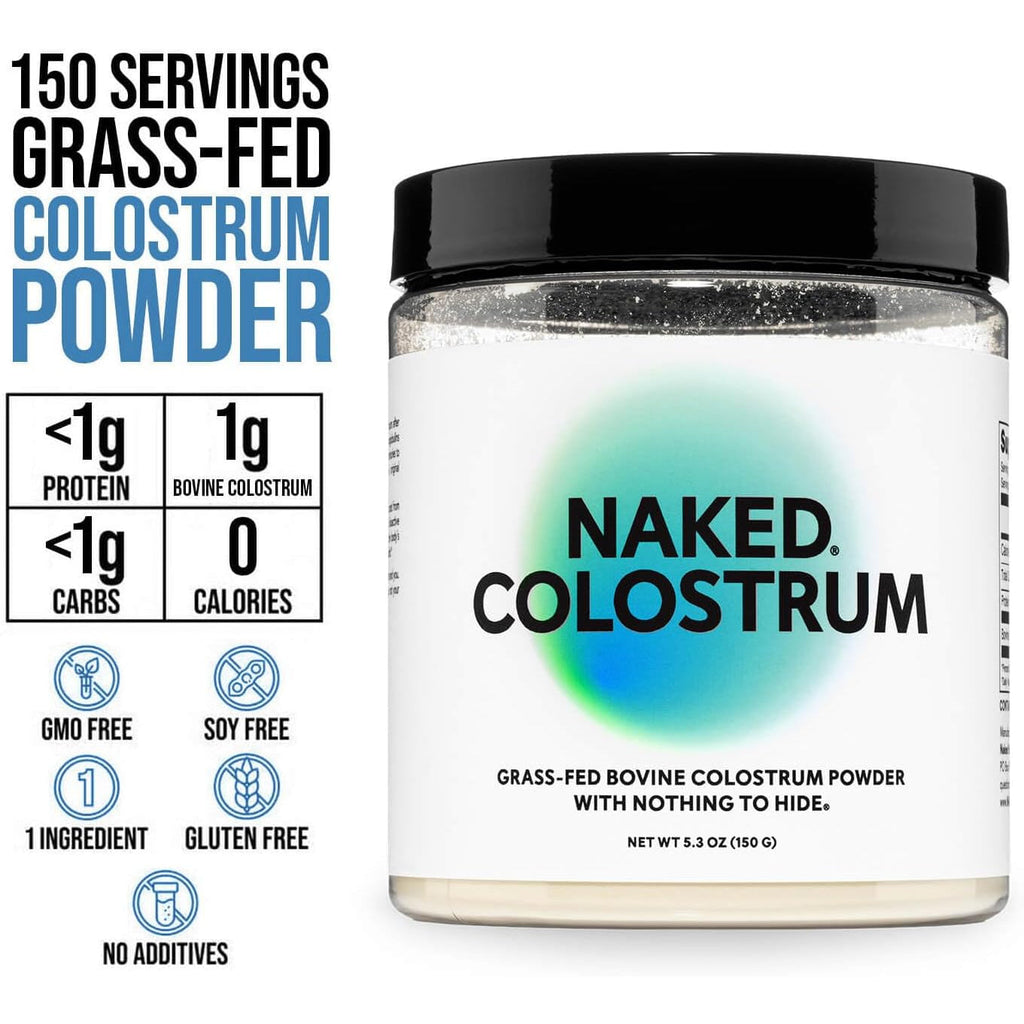 NAKED Colostrum Powder – 100% Grass-Fed Bovine Colostrum Supplement from US Farms | Tested at 20%+ Igg | Gut Health, Immunity, Recovery & Skin Support - 150 Servings