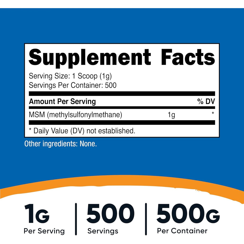 Nutricost Pure MSM Powder 500 Grams (Methylsulfonylmethane)