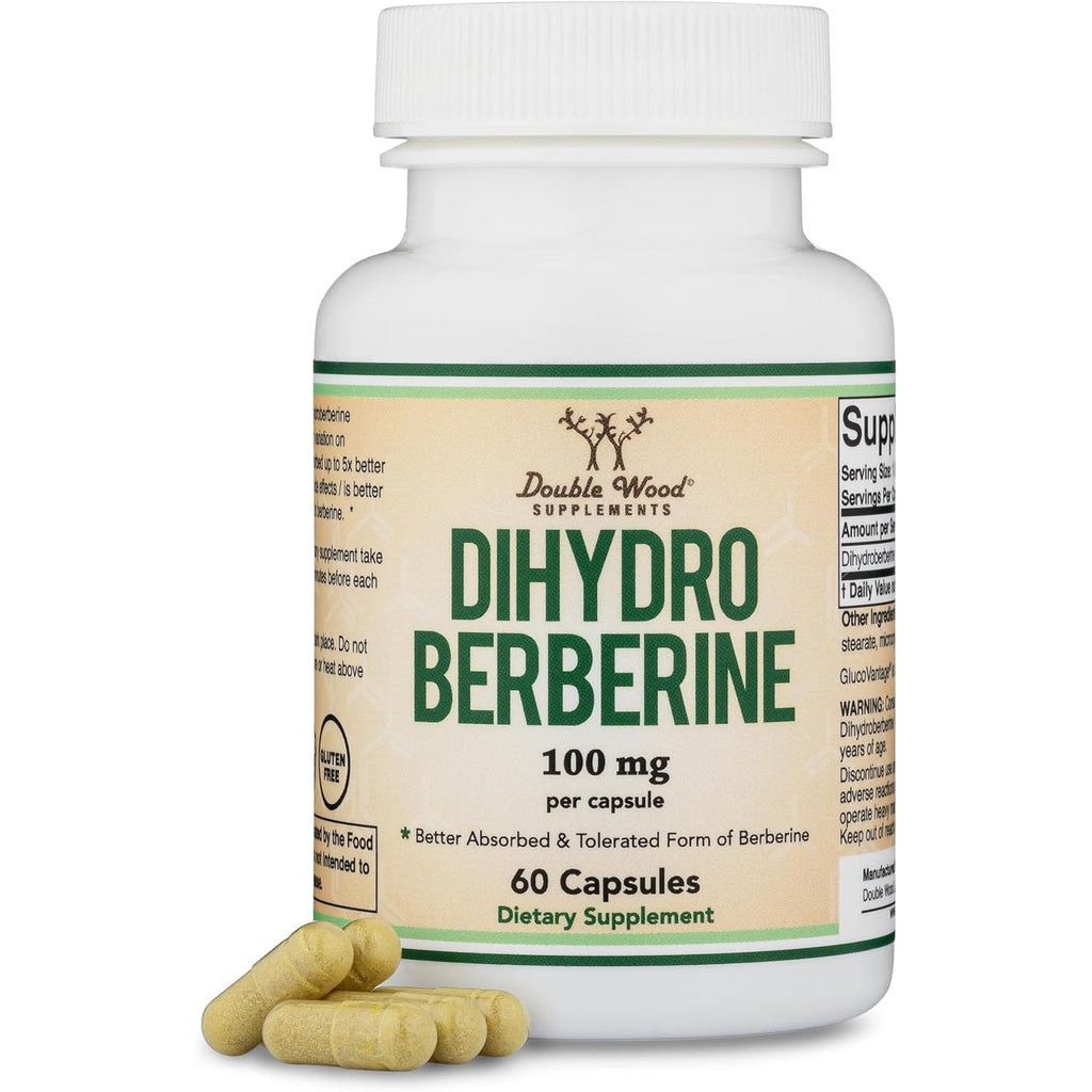 Dihydroberberine Supplement 100Mg, 60 Capsules (Patented Glucovantage Super Berberine, May Be 5X More Effective than Berberine with Less Side Effects) Third Party Tested, Vegan Safe by Double Wood