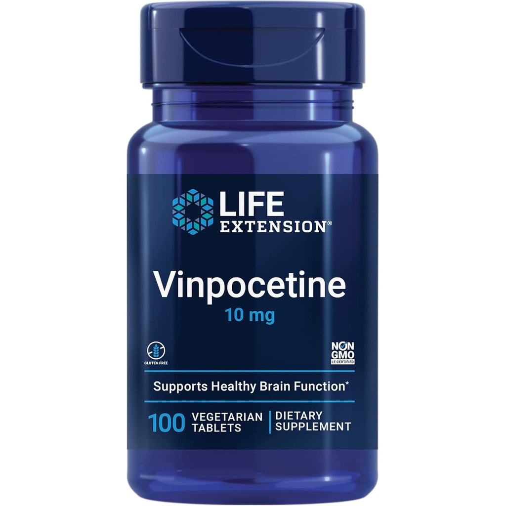 Life Extension Vinpocetine, Derived from Periwinkle Plant, Concentration and Memory, Gluten-Free, Non-Gmo, Vegetarian, 100 Tablets
