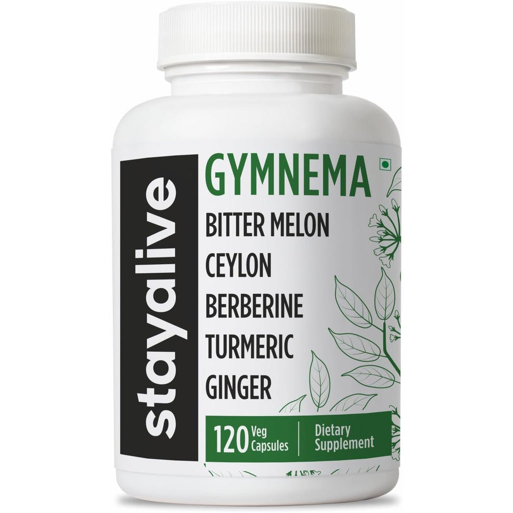 STAY ALIVE Gymnema Sylvestre 25:1 Extract, 120 Capsules with Bitter Melon, Ceylon Cinnamon, Berberine, Turmeric, Ginger, Amla Powder and Fenugreek, Non-Gmo & Gluten Free Gymnema Sylvestre Supplement