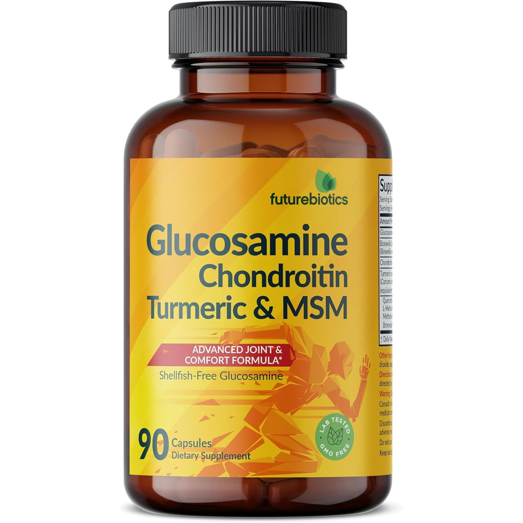 Futurebiotics Glucosamine Chondroitin Turmeric & MSM Advanced Joint Formula, Supports Healthy Joints & Mobility - Non-Gmo, 90 Capsules