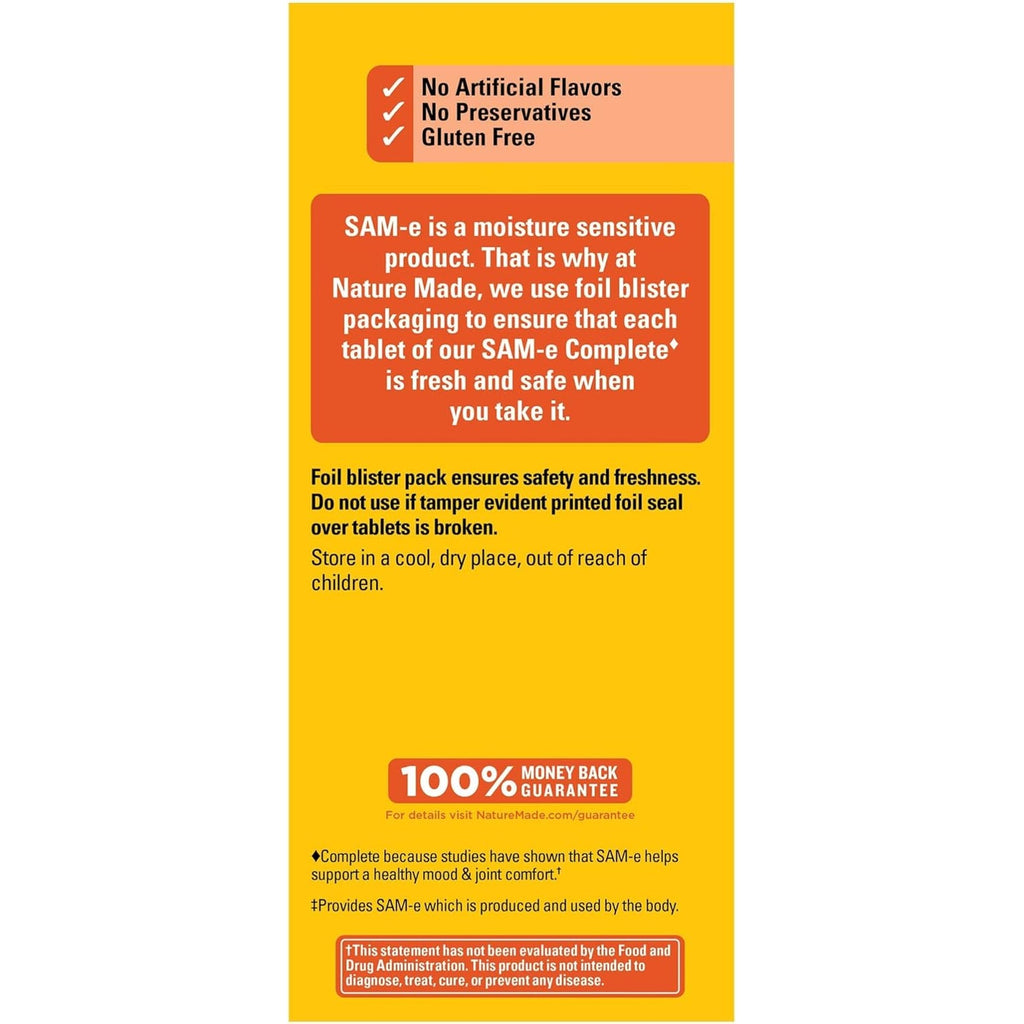 Sam-E Complete 400 Mg Tablets, 36 Count Value Size, Supports a Healthy Mood & Joint Comfort