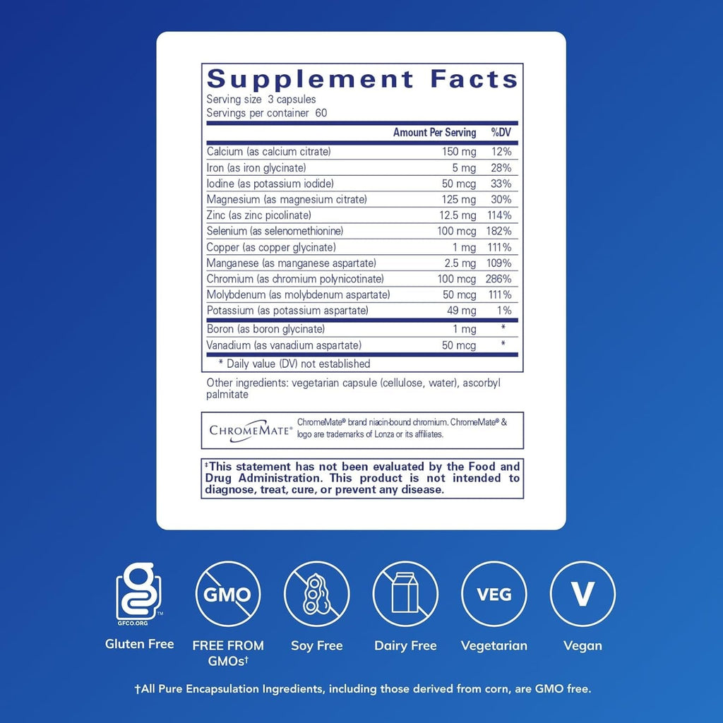 Pure Encapsulations Mineral 650 | Hypoallergenic Combination of Balanced Chelated|Minerals | 180 Capsules