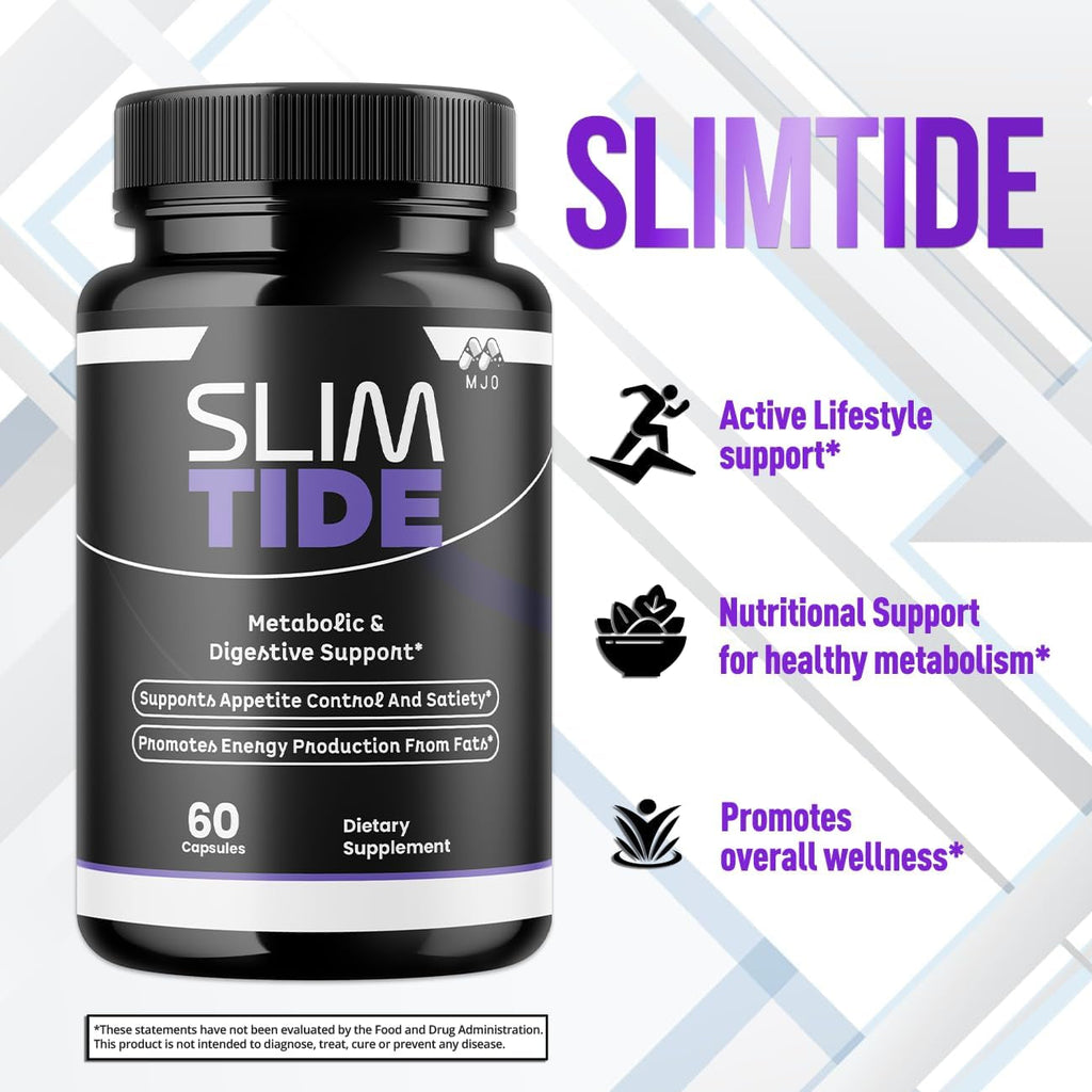 Slim Tide Capsules, Official Slimtide Weight Management Pills with All Natural Ingredients, Advanced Formula Health & Wellness Supplement with Maximum Strength Active Lifestyle Vitamins (60 Capsules)