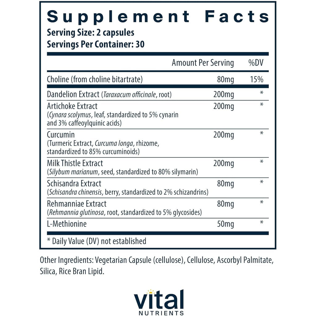 Vital Nutrients Liver Support Milk Thistle and Curcumin - Vegan Supplement - Herbal Combination to Support Healthy Liver Function* - Gluten, Dairy and Soy Free - 60 Capsules