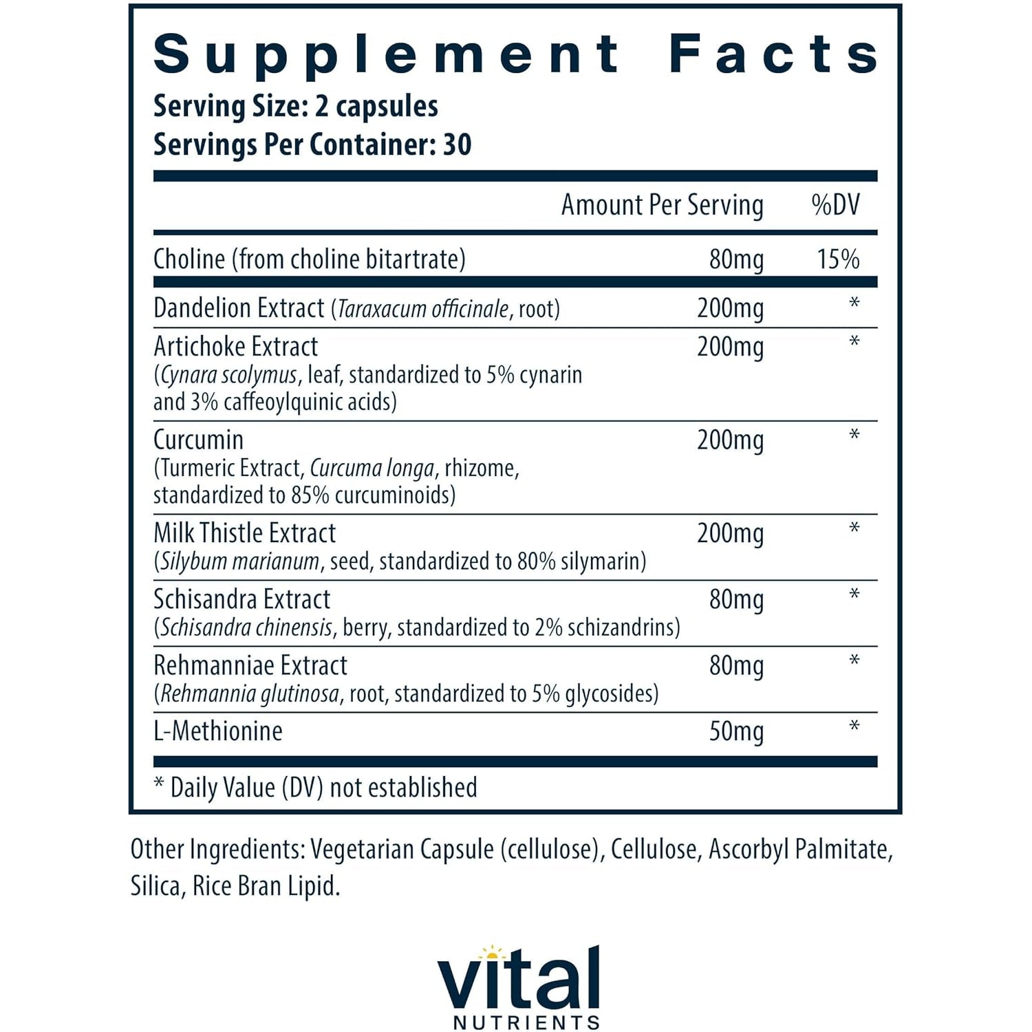 Vital Nutrients Liver Support Milk Thistle and Curcumin - Vegan Supplement - Herbal Combination to Support Healthy Liver Function* - Gluten, Dairy and Soy Free - 60 Capsules