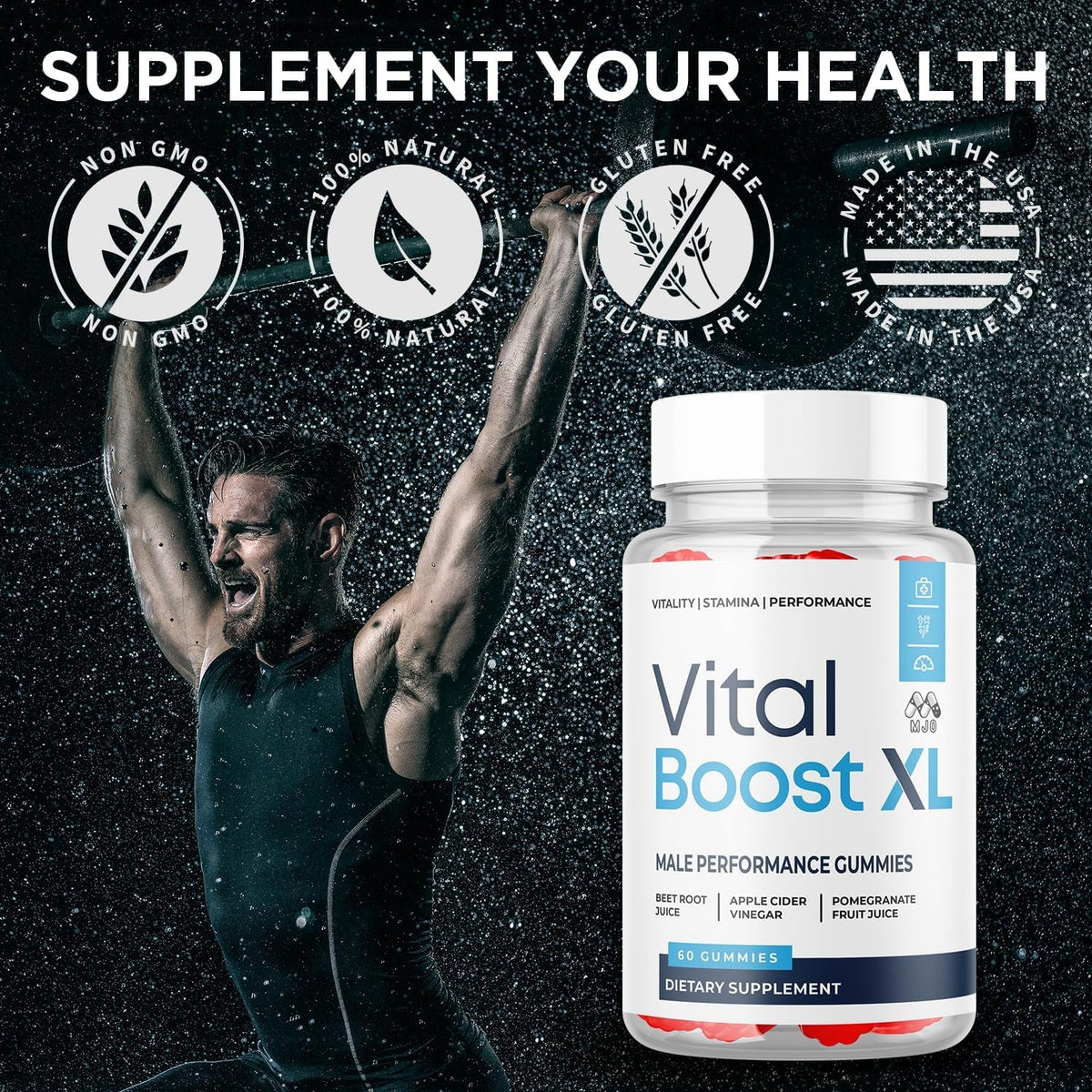 Vital Boost XL Gummies, Official Vitalboost X L Gummys for Men with All Natural Ingredients, Vital Boost XL Advanced Health & Wellness Support with Premium Active Lifestyle Vitamins (60 Gummies)
