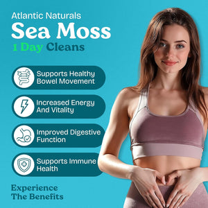 Atlantic Naturals - 1 Day Colon Cleanse Full Body Detox Drink - Sea Moss Supplement for Women & Men, Gut Health, Kidney & Liver Immune Energy Enhancer Gut Cleanse - Lemon Flavor Juice, 8 Fl Oz
