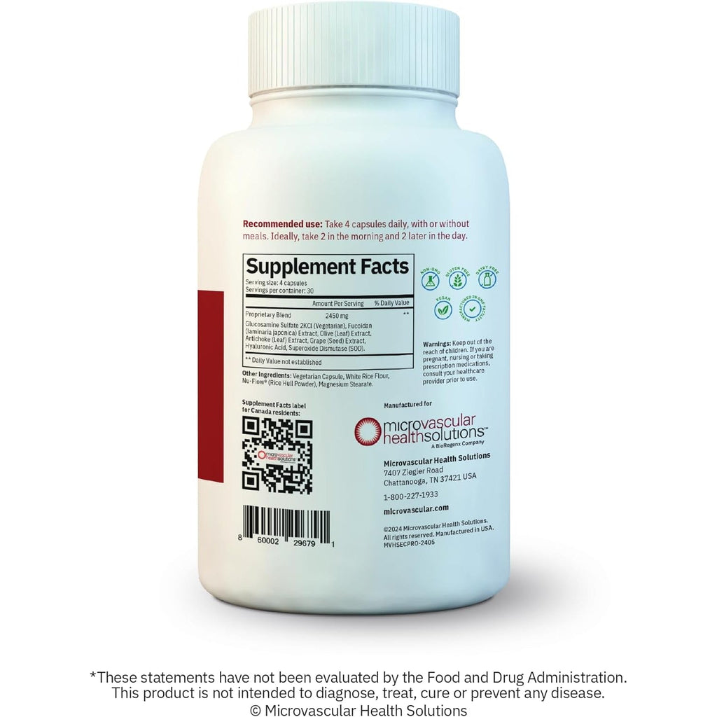 Endocalyx Pro Supplement – Endothelial Glycocalyx Support 120 Capsules - Vascular & Microcirculation Health – Clinically-Studied – Patented – Supports Nitric Oxide Functions