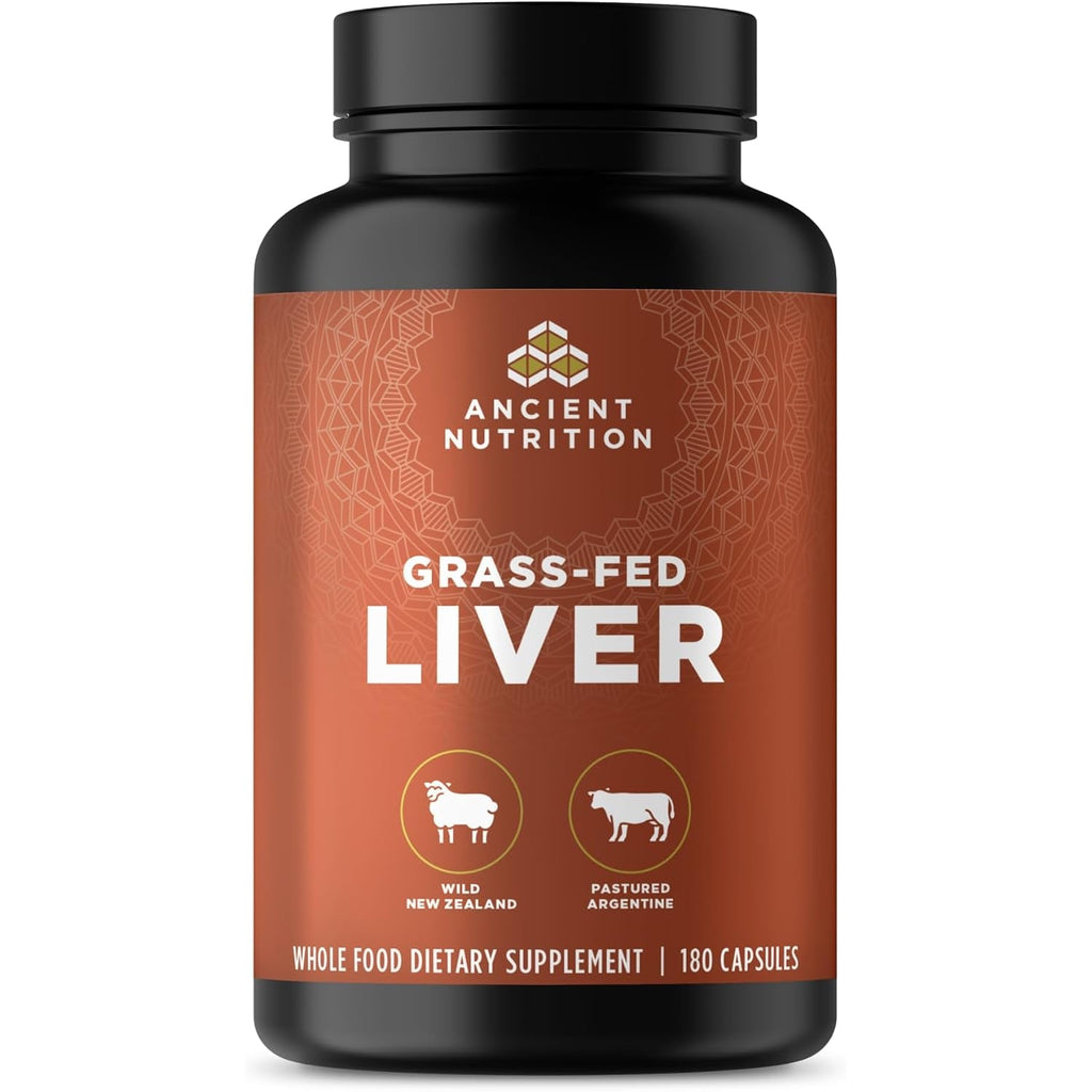 Ancient Nutrition Organ Supplements, Grass-Fed and Wild Organ Complex Capsules, Beef & Lamb Liver, Supports Healthy Blood, Gut, and Liver, 180 Ct