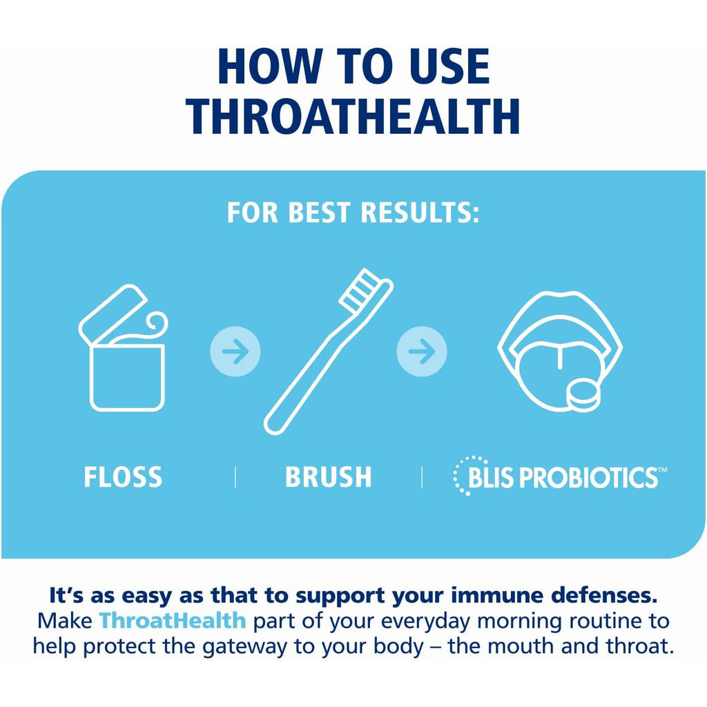 BLIS Throathealth Oral Probiotics K12 - Immune & Throat Support, Vanilla - 60 Lozenges, 2.5 Billion CFU