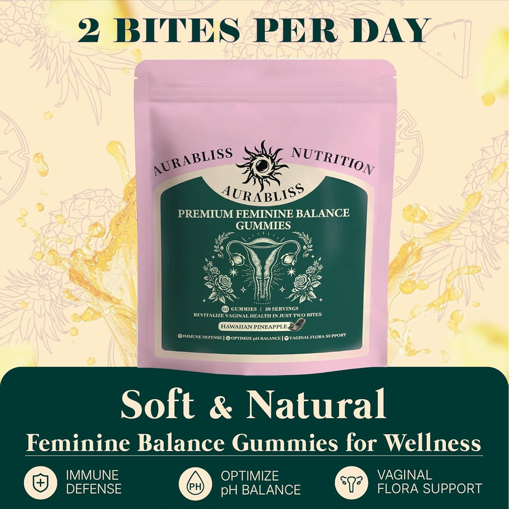 Premium Feminine Balance Gummies for Women - Hawaiian Pineapple Gummies for Women PH Balance Wellness, Immune Support, Vegan Daily Supplement for Odor and Flora Health , 60 Counts - 30 Servings