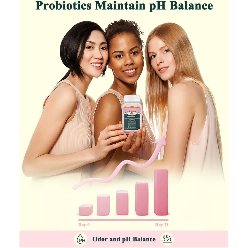 Premium Feminine Balance Gummies for Women - Hawaiian Pineapple Ph Balance Probiotic Gummies for Odor and Flora Wellness, Immune Support, Vegan, 60 Count