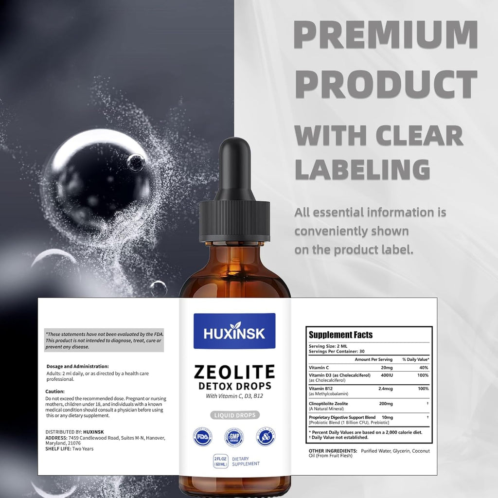 Pure Liquid Zeolite Drops | High-Absorption Clinoptilolite Formula | Promotes a Healthy Internal Environment | All-Natural, Vegan, Made in USA