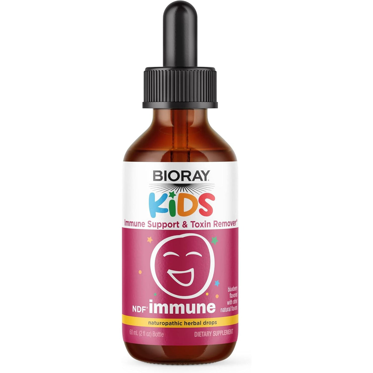 BIORAY Kids NDF Immune, Blueberry - 2 Fl Oz - Immune Support & Toxin Remover - Non-Gmo, Vegan, Gluten Free - Approx. 30 Servings