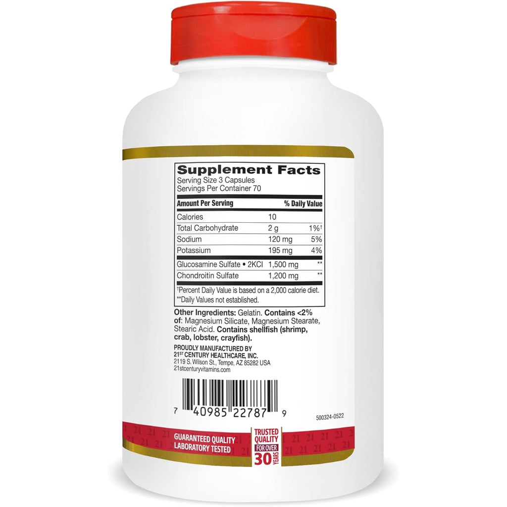 21St Century Double Strength Glucosamine Chondroitin (210 Count), Dietary Supplement for Joint & Cartilage Health, Supports Active Lifestyle, Non-Gmo, Gluten-Free Joint Supplements for Men & Women
