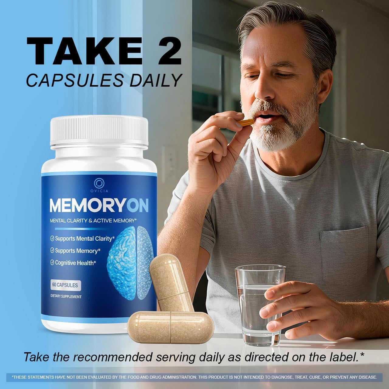 Memoryon - Memoryon Capsules Brain Advanced Formula Support Daily Pills Memory All Natural Ingredients Maximum Strength, Vitamins for Health and General Wellness, 60 Capsules for 1 Months