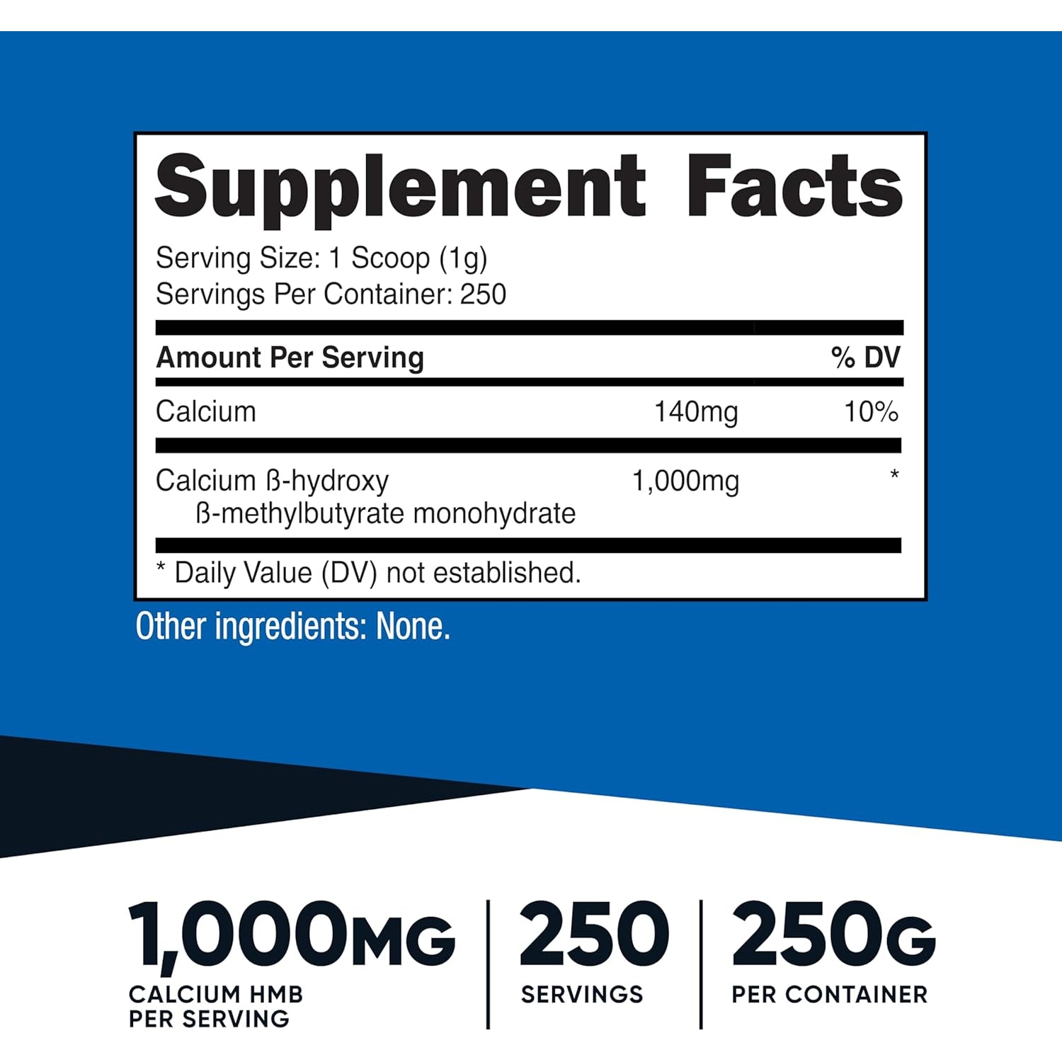 Nutricost HMB Powder (Beta-Hydroxy Beta-Methylbutyrate) 250 Grams - Gluten Free & Non-Gmo