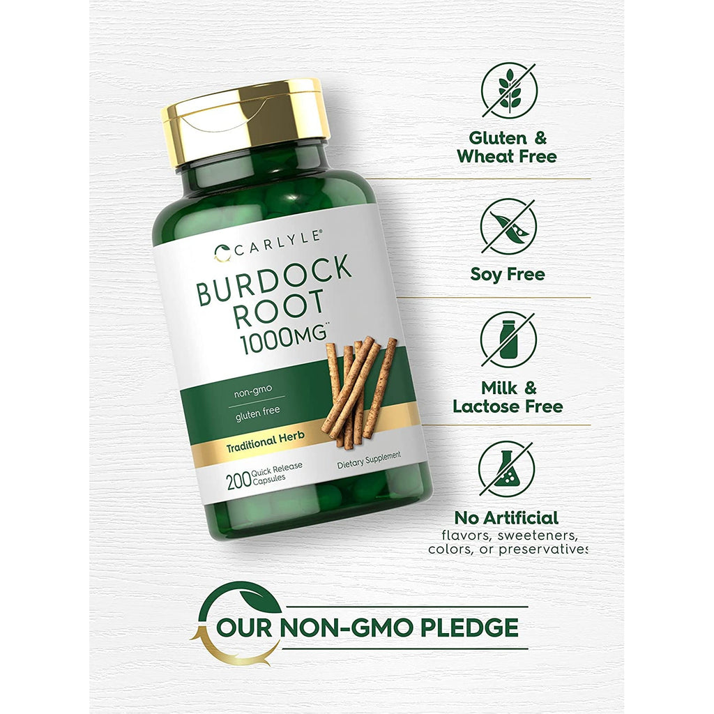 Carlyle Burdock Root | 200 Capsules | Non-Gmo and Gluten Free Formula | Traditional Herb Supplement | Arctium Lappa Extract