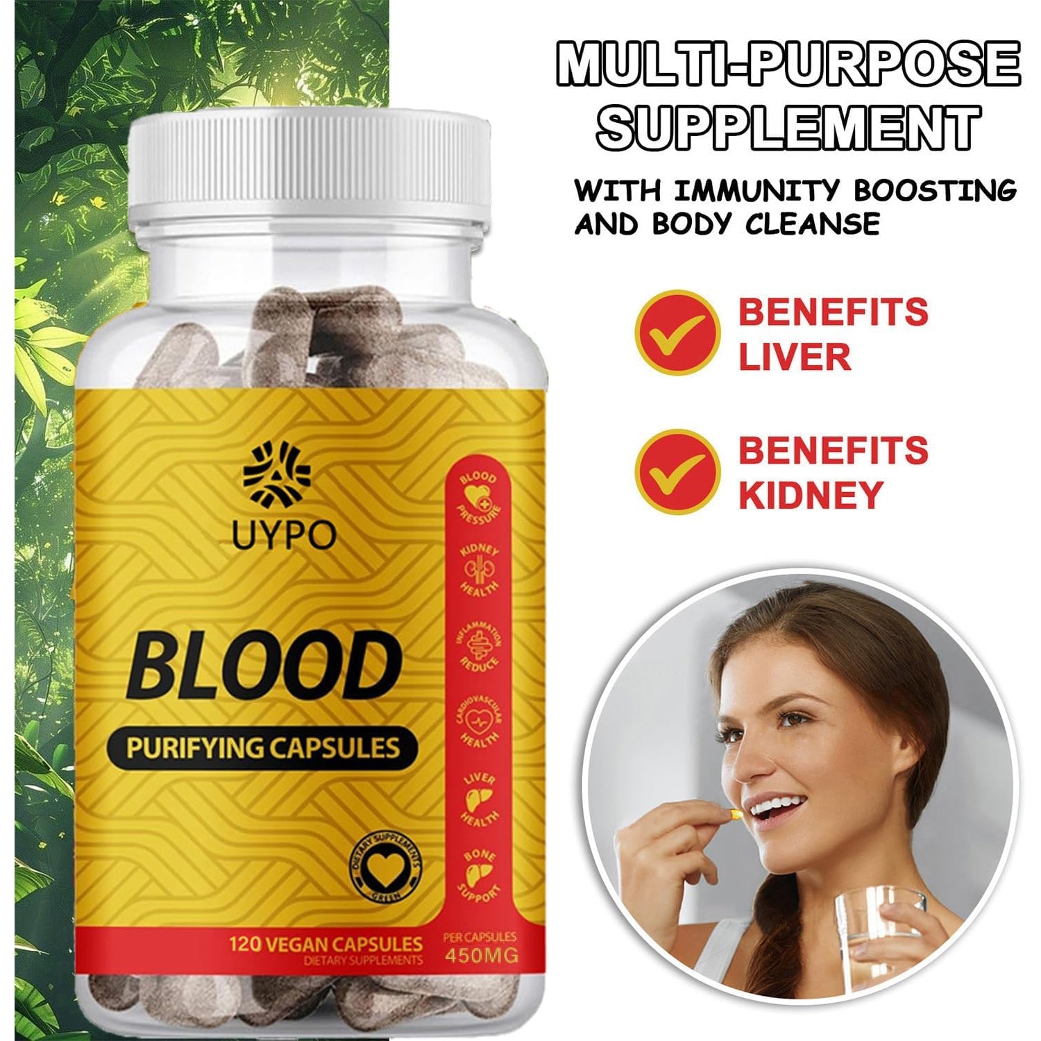 Blood Purifying Capsules, Gluten Free, Gmo-Free, Vegan 450 Mg (1PC)