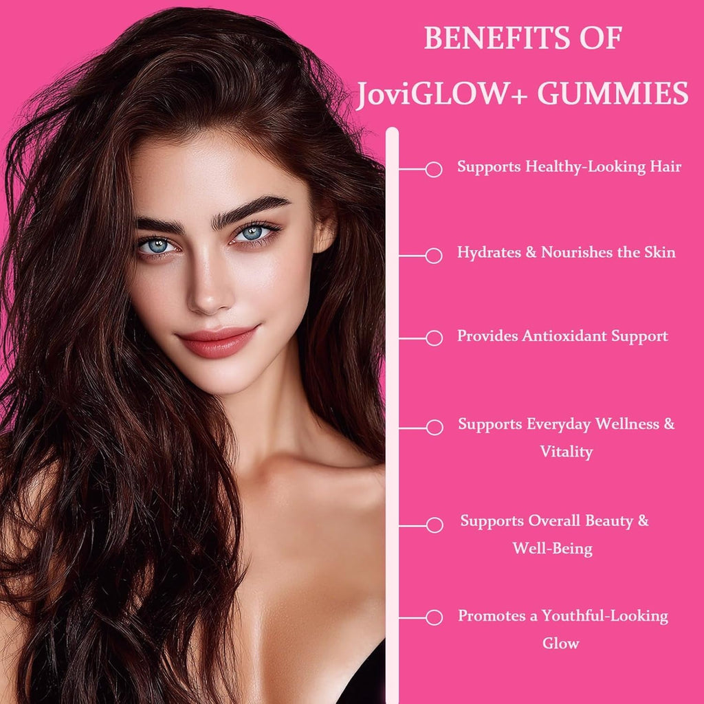 AIFBENK Jovi Glow+ NAD+ & Collagen Gummies, with Hydrolyzed Collagen Peptides, Resveratrol, Hyaluronic Acid & Vitamin C, Anti-Aging, Supports Skin, Hair & Nail Wellness, Daily Vitality Gummies