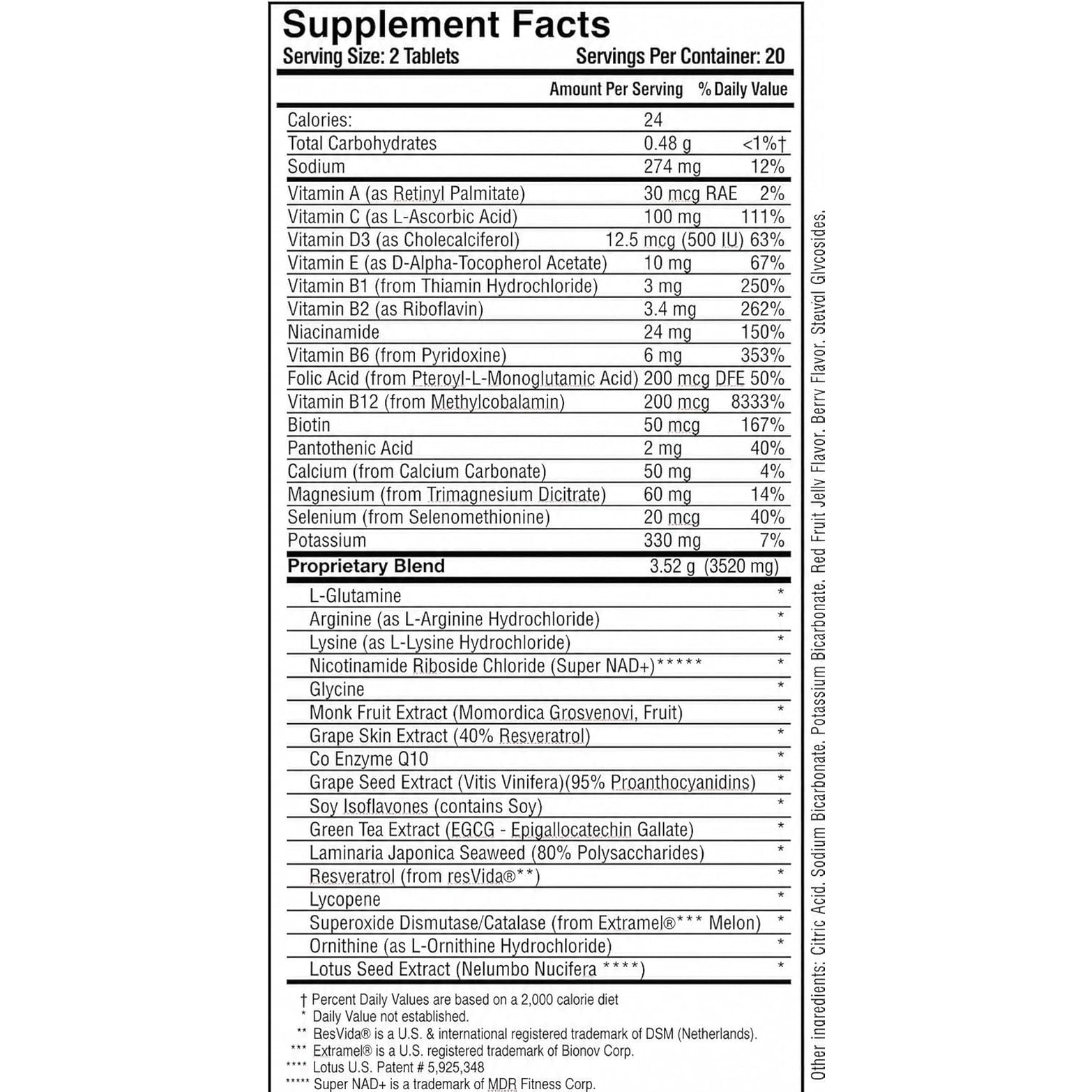 MDR Vitalfactors NAD+ Anti-Aging Drink Mix – Doctor Formulated Effervescent Tablets with Resveratrol, SOD, B12 & D3 – Supports Energy, Cellular Health & Vitality – 40 Tablets, Trusted since 1984
