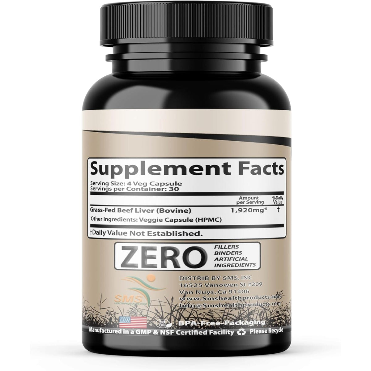 Grass Fed Desiccated Beef Liver Capsules (120 Pills, 480-500Mg Each) - Natural Iron, Vitamin A, B12 for Energy - Humanely Pasture Raised Undefatted without Hormones or Chemicals