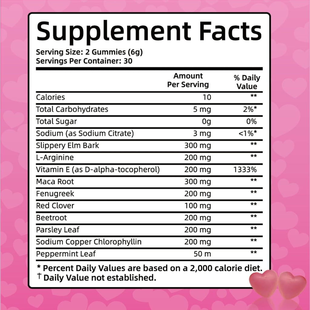 Pheromone Gummies for Her, Women Slippery Elm, Enhance Charm, Supports Balance, Confidence & Social Vibe, Vegan, Non-Gmo, Gluten-Free, Strawberry Flavor, 60 Gummies