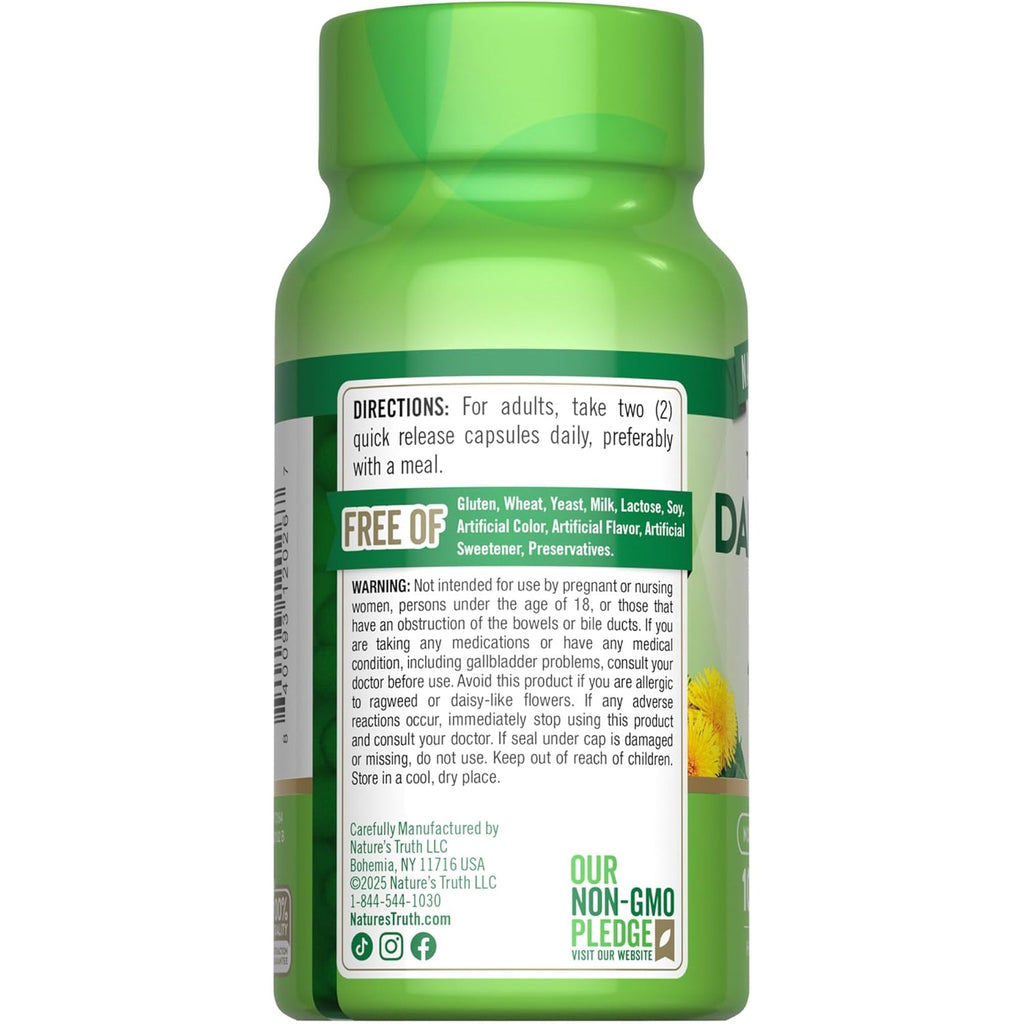 Nature'S Truth Dandelion Root Capsules | 100 Count | Non-Gmo & Gluten Free Supplement