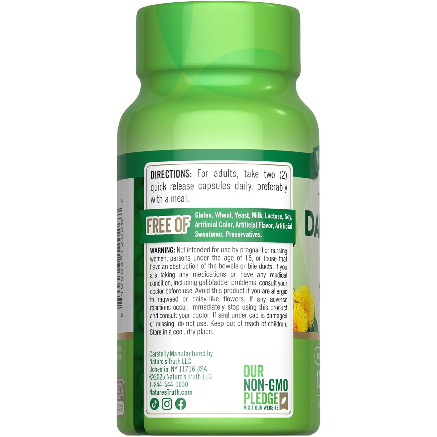 Nature'S Truth Dandelion Root Capsules | 100 Count | Non-Gmo & Gluten Free Supplement