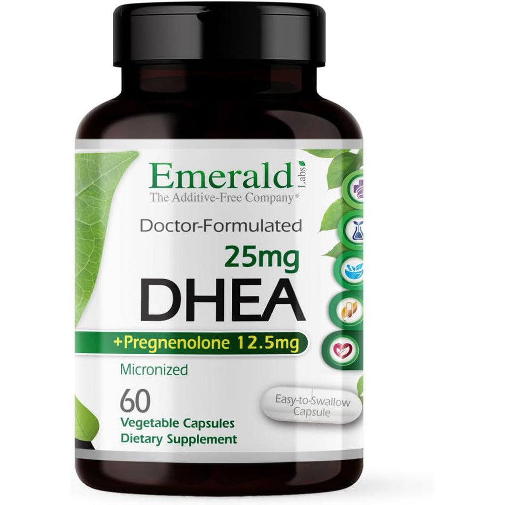 Emerald Labs DHEA 25Mg - Adrenal Support Supplement to Help Hormone Balance* - Includes DHEA - Gluten-Free - 60 Vegetable Capsules (30-Day Supply)