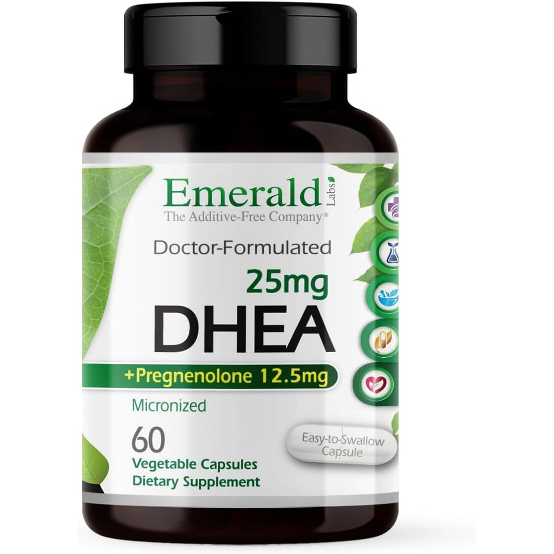 Emerald Labs DHEA 25Mg - Adrenal Support Supplement to Help Hormone Balance* - Includes DHEA - Gluten-Free - 60 Vegetable Capsules (30-Day Supply)