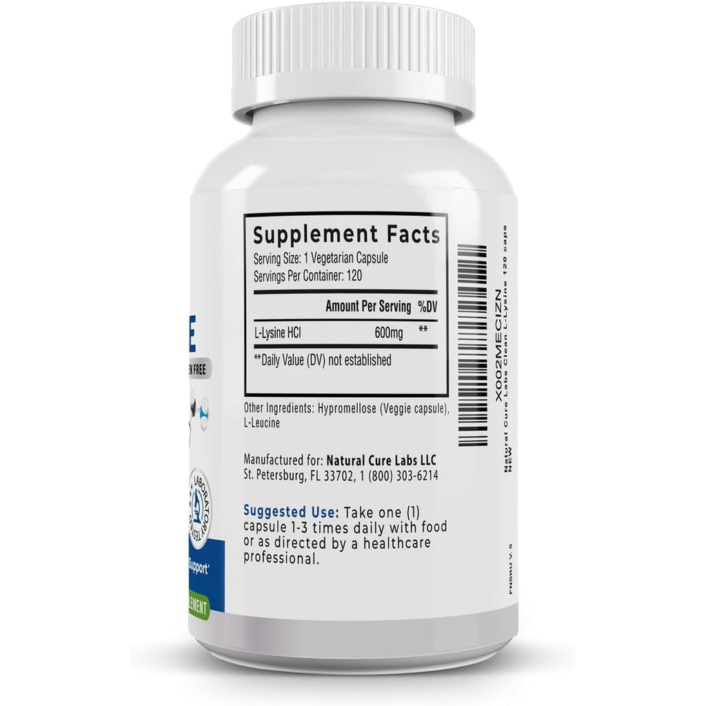 Palmara Health Clean L-Lysine 600Mg, 120 Capsules | Vegan, Non-Gmo, & Gluten Free