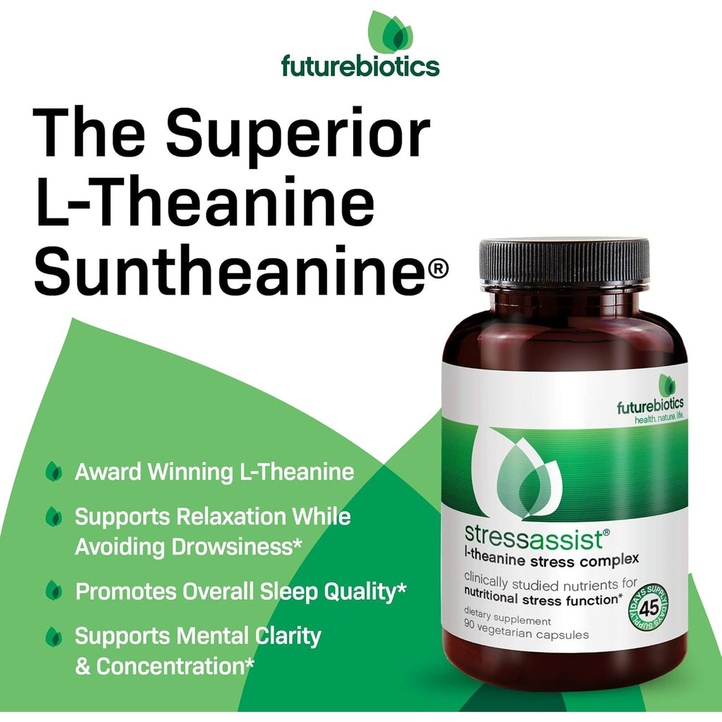 Futurebiotics Stressassist L-Theanine Ashwagandha and Rhodiola Rosea Stress Complex - Natural Nutritional Stress Function, 90 Vegetarian Capsules