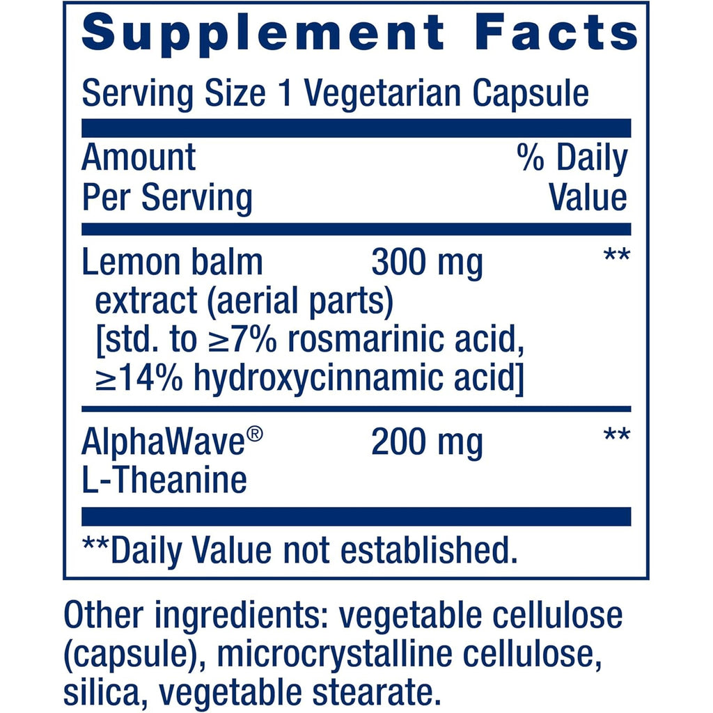 Life Extension Enhanced Stress Relief, Lemon Balm Extract, L-Theanine, Decompress with This Supplement for Stress, Gluten-Free, Non-Gmo, Vegetarian, 30 Capsules