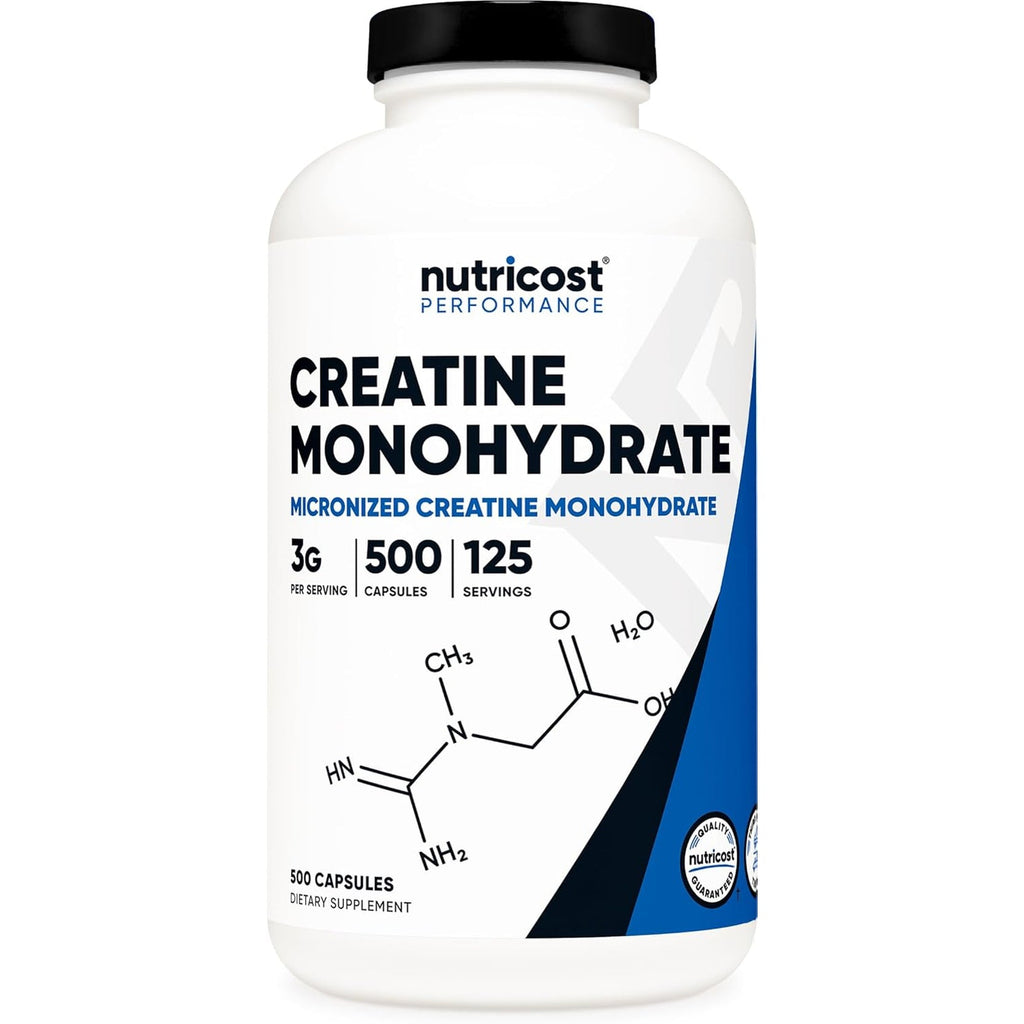 Nutricost Micronized Creatine Monohydrate 3,000Mg 500 Capsules, 125 Servings, 750Mg of Creatine Monohydrate per Capsule