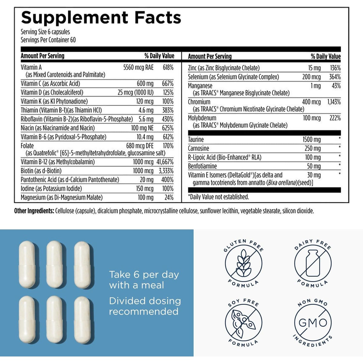 Designs for Health Metabolic Synergy - Multivitamin and Mineral Supplement with Chromium, Zinc, Selenium, R-Lipoic Acid, Vitamins + More (360 Capsules)