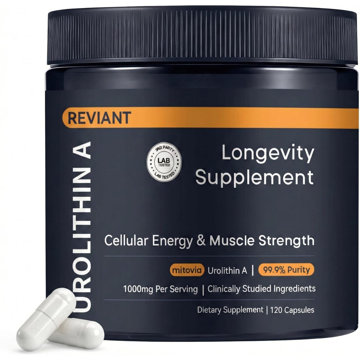 Urolithin a 1000Mg Supplement - 99.9% High Purity for Cellular Vitality, Longevity & Muscle Support - 120 Capsules, 60-Day Supply - Non-Gmo, Third Party Tested